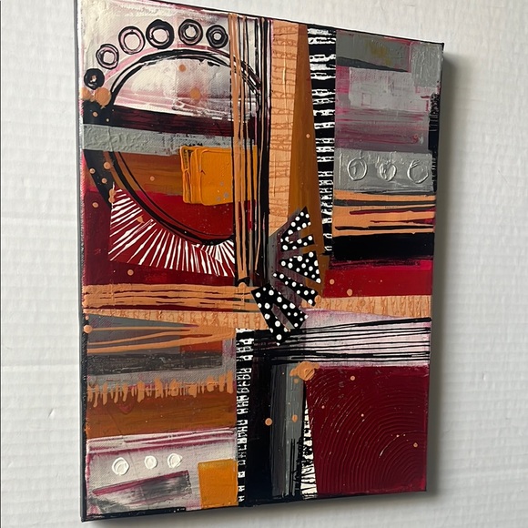 Abstract Red/Black Canvas Painting - Picture 1 of 3